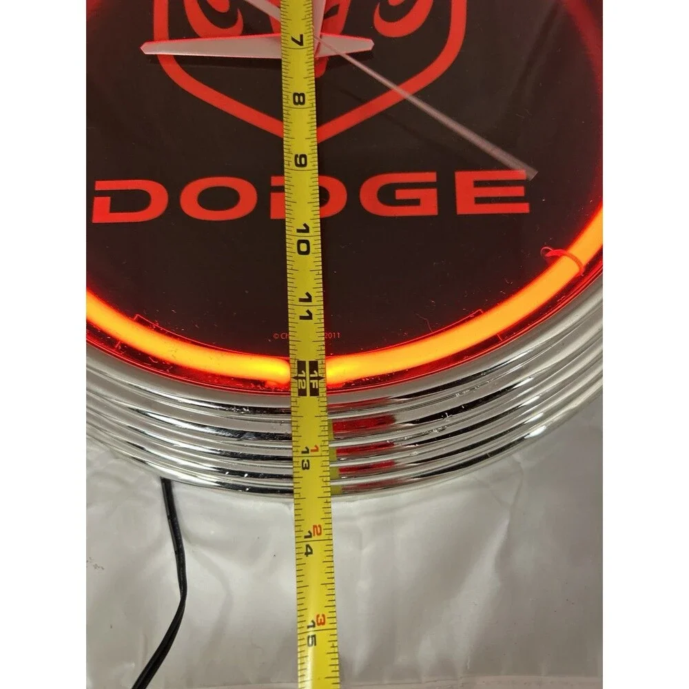 Dodge Neon Lighted Clock w/ Red Illumination. Comes With Power Adapter